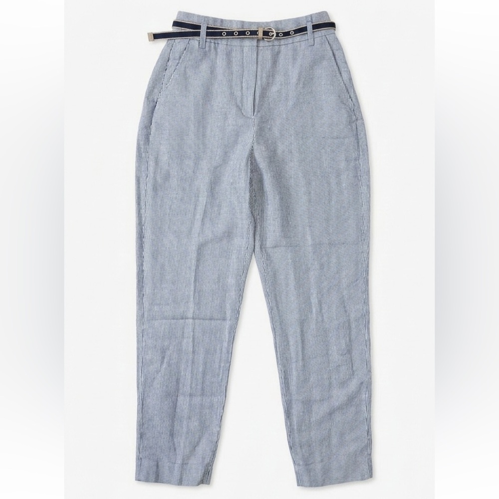 Zara Basic Linen Blend Pinstripe Trouser